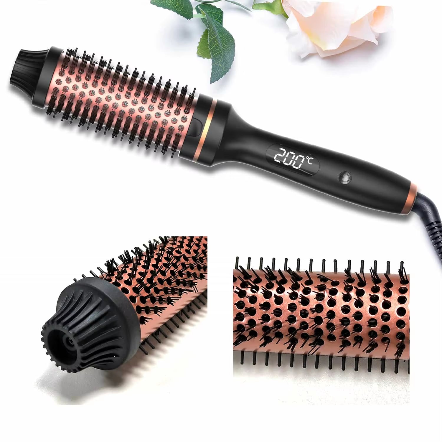Styling Comb Professional Hot Brush Hair Curler Double PTC for Women Thermal Brush Heated Brush Electric 3 in 1 Styling Tool Hot