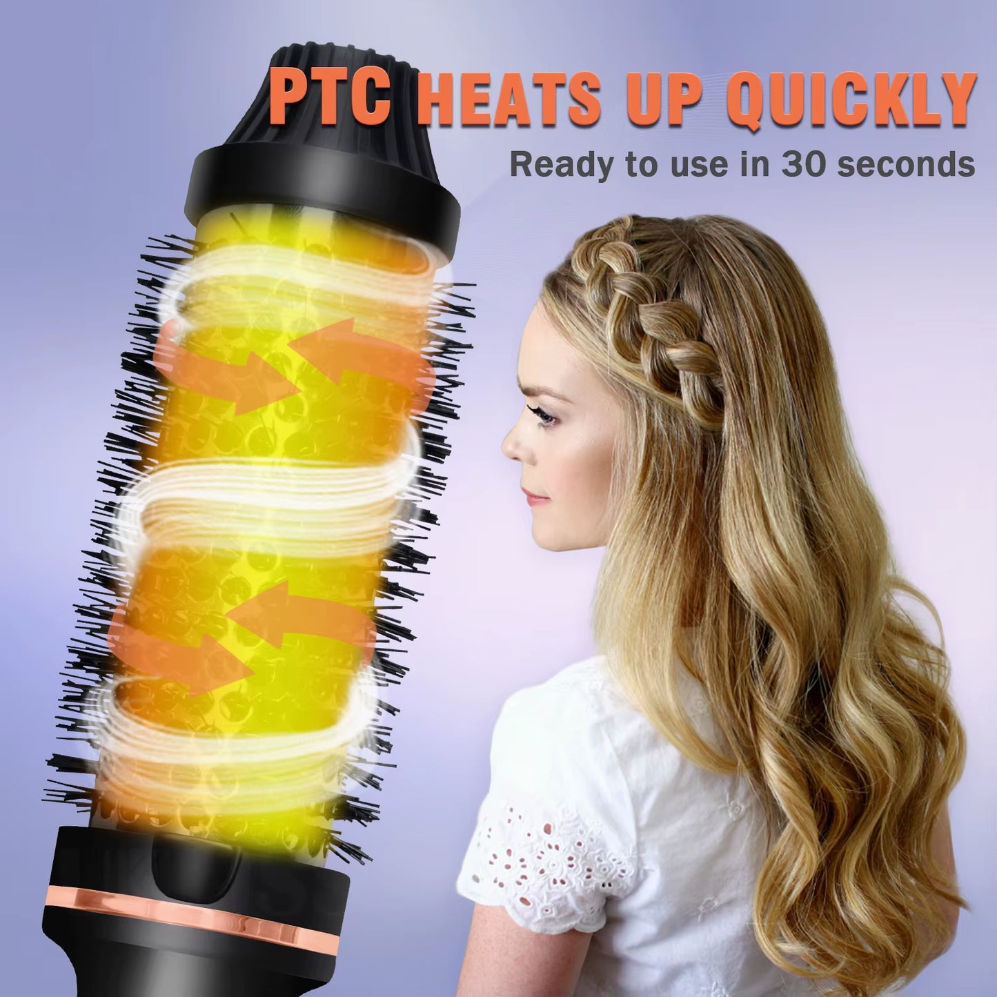 450F Thermal Brush Hot Comb Heated Hair Brush Hair Curler and Straightening Brush with Negative Iron for Women Gift
