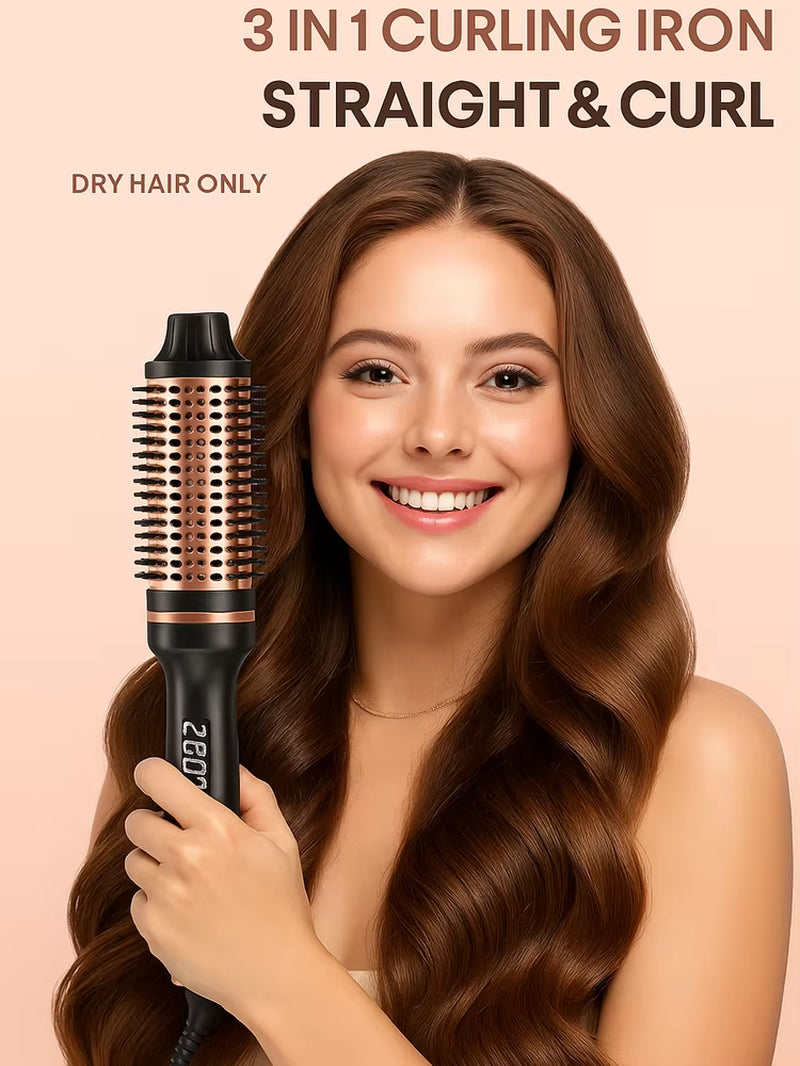 Styling Comb Professional Hot Brush Hair Curler Double PTC for Women Thermal Brush Heated Brush Electric 3 in 1 Styling Tool Hot