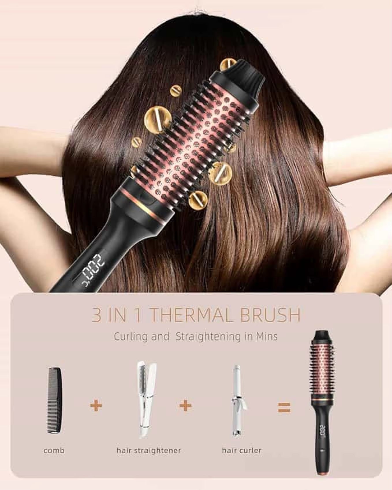 Styling Comb Professional Hot Brush Hair Curler Double PTC for Women Thermal Brush Heated Brush Electric 3 in 1 Styling Tool Hot