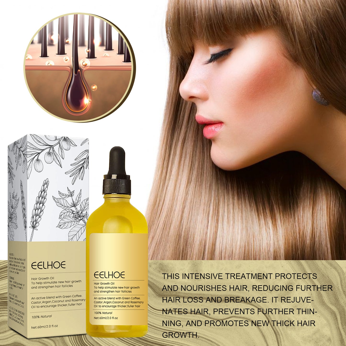 Rosemary Dense Hair Essential Oil Repair Damage Anti-Drop Soft