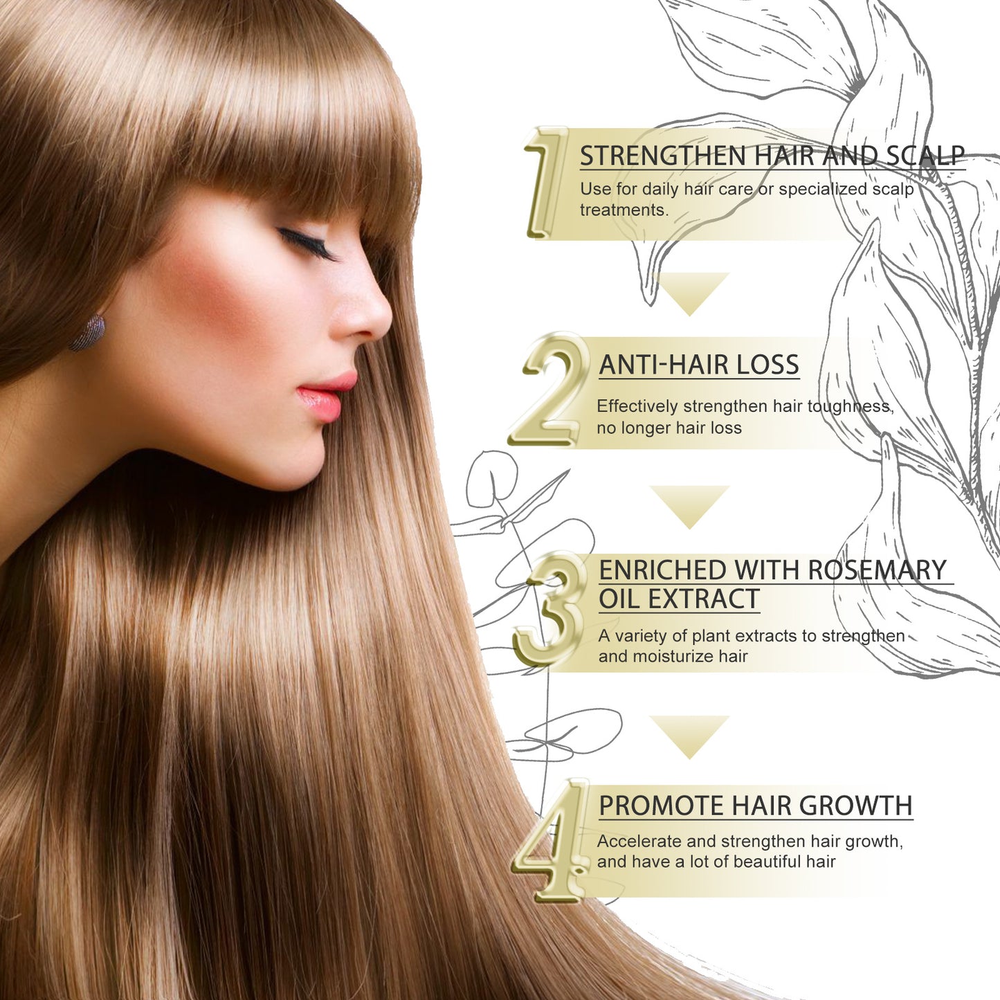 Rosemary Dense Hair Essential Oil Repair Damage Anti-Drop Soft