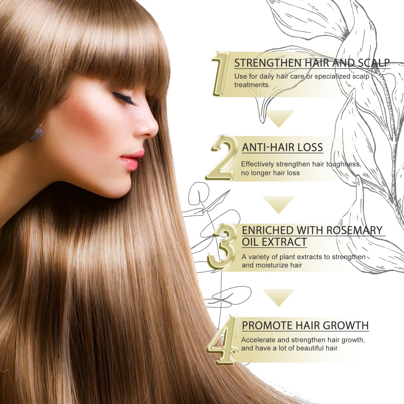 Rosemary Dense Hair Essential Oil Repair Damage Anti-Drop Soft